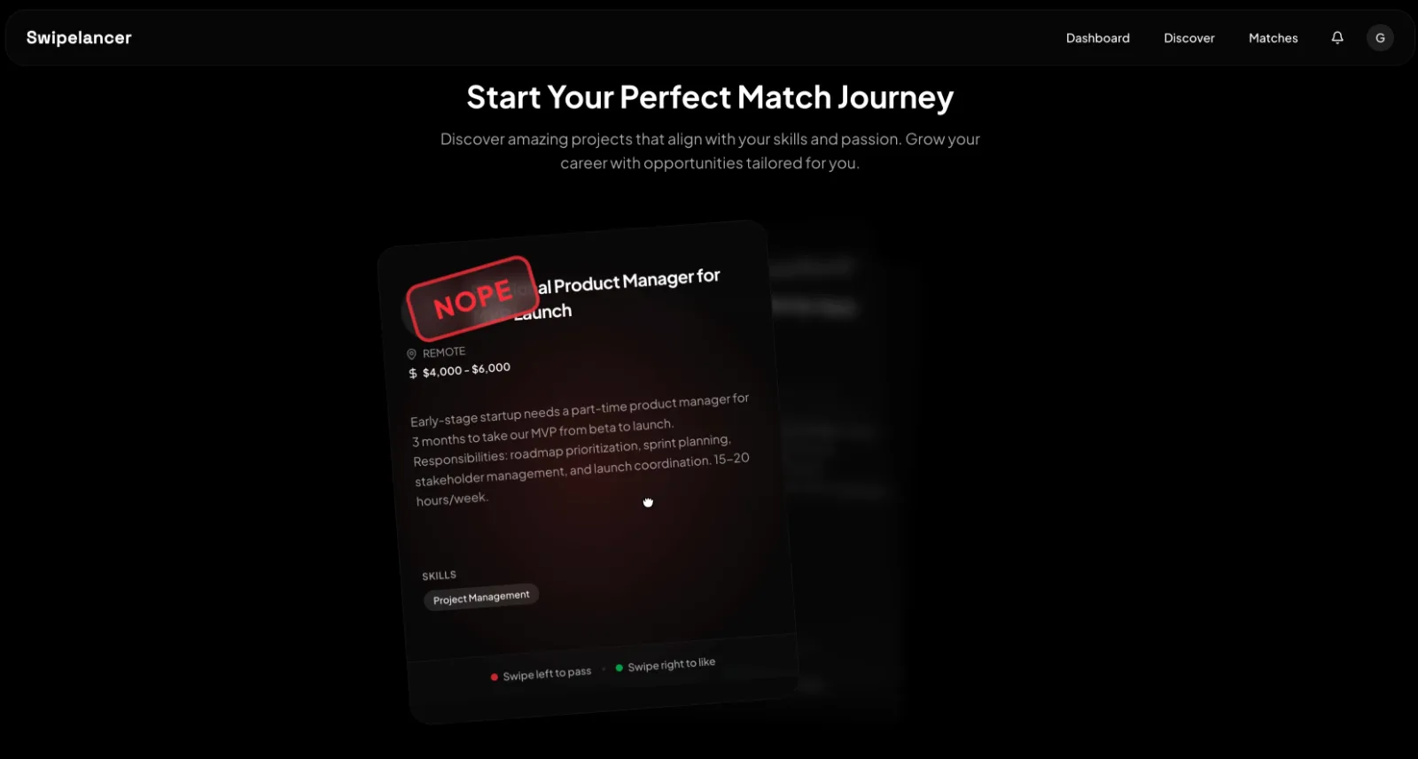 Swipelancer screenshot 1
